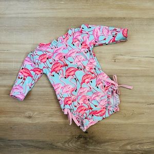 NWOT Ruffle Butts Flamingo Long Sleeve One Piece Rash Guard